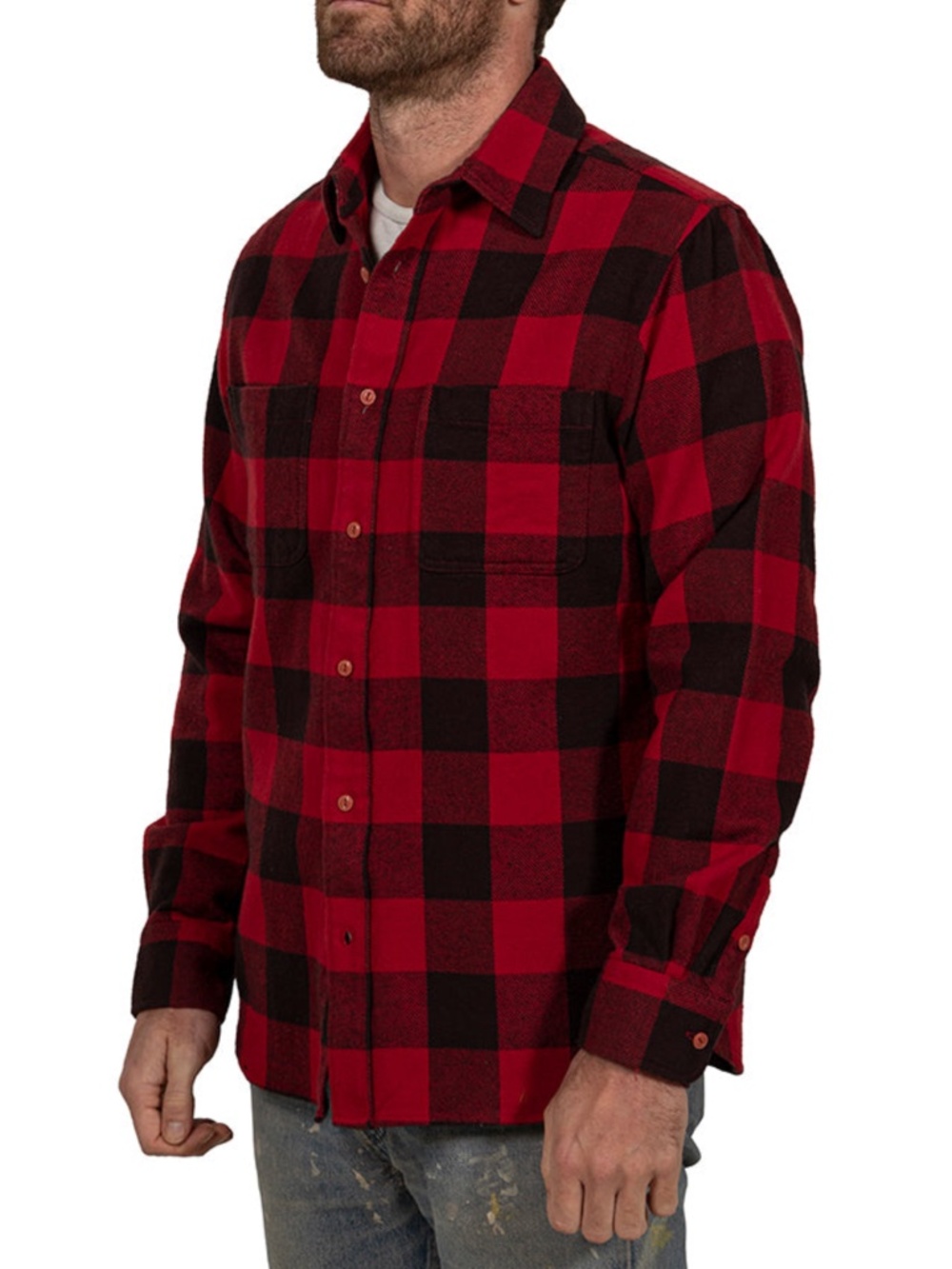 Schott NYC Red and Black Buffalo Plaid Cotton Flannel Shirt Large